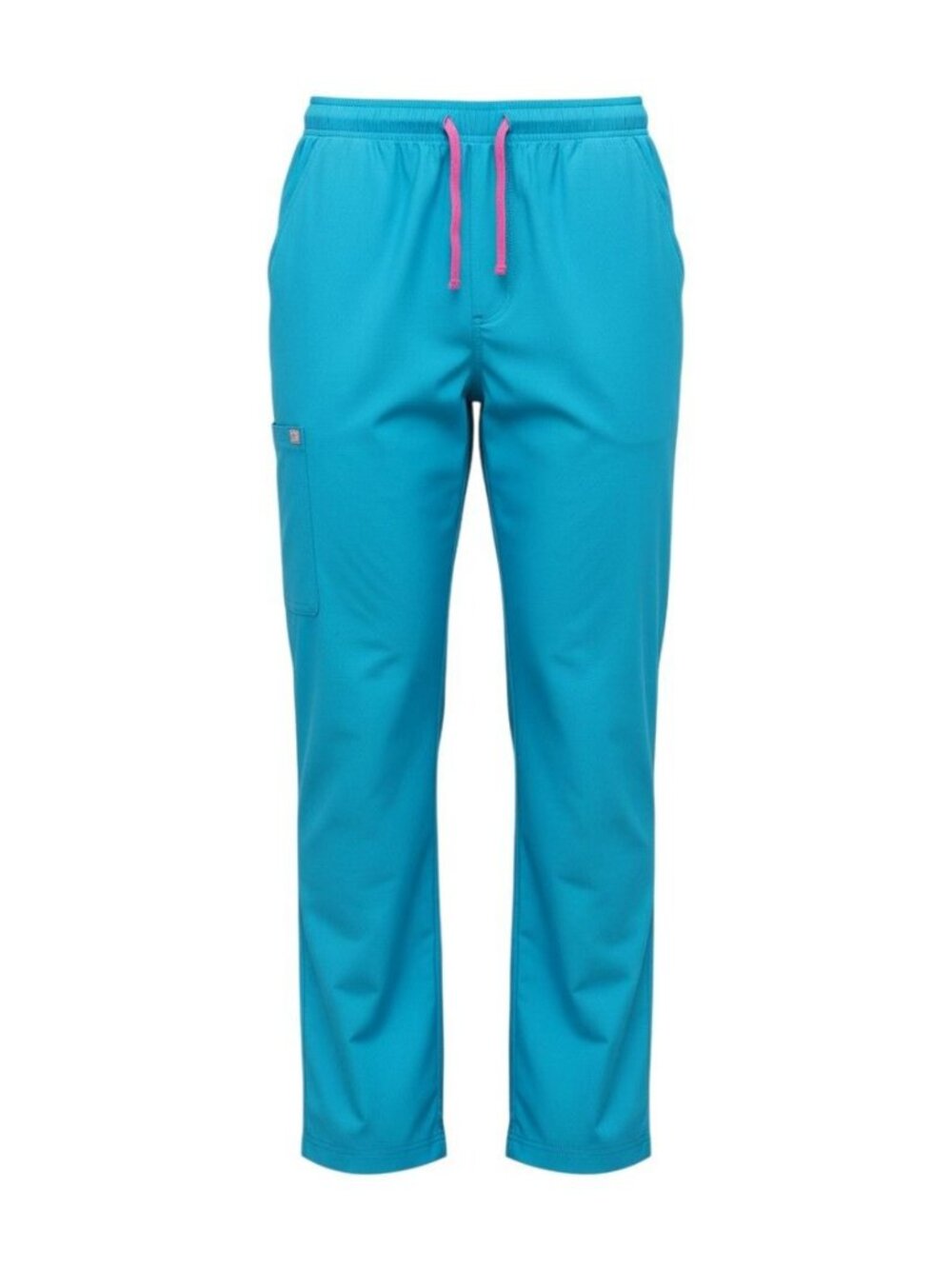 VB Womens Blue Scrub Pants Pink Drawstring Large Elastic Waist